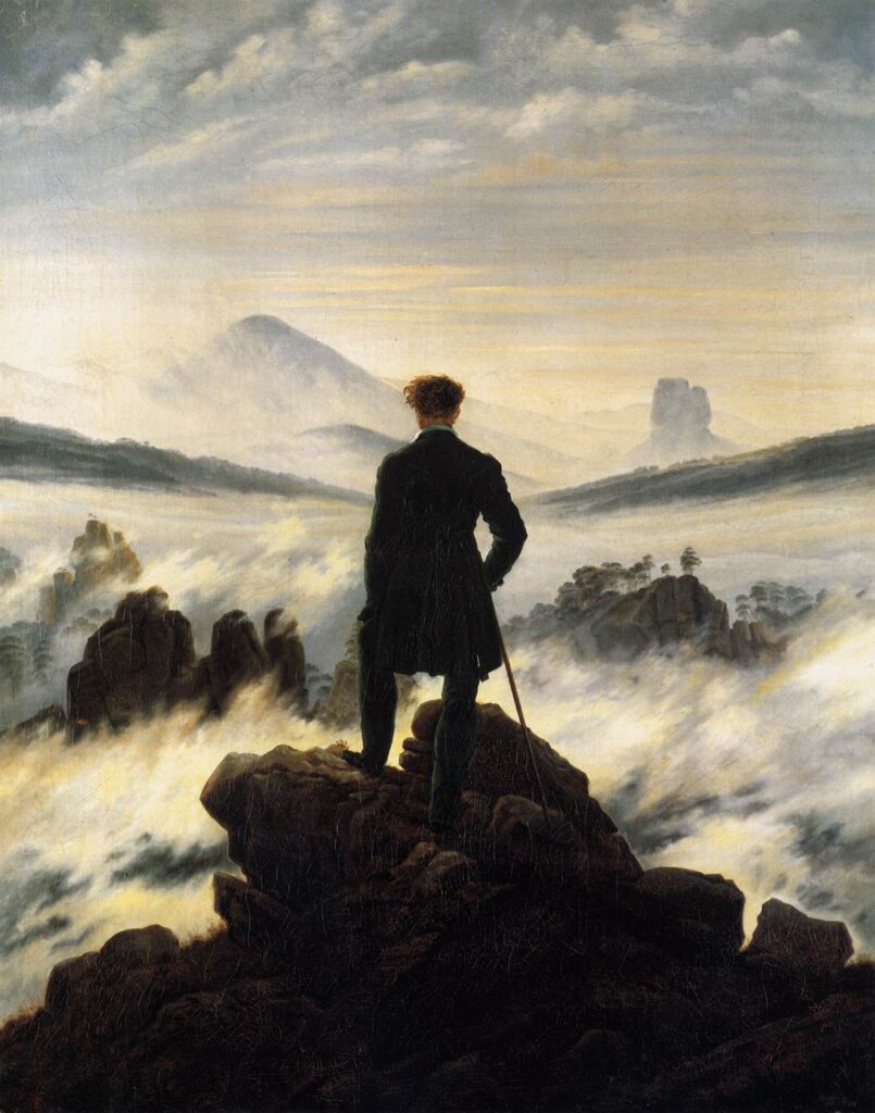 il viandante nel mare di nebbia (friedrich, 1818)